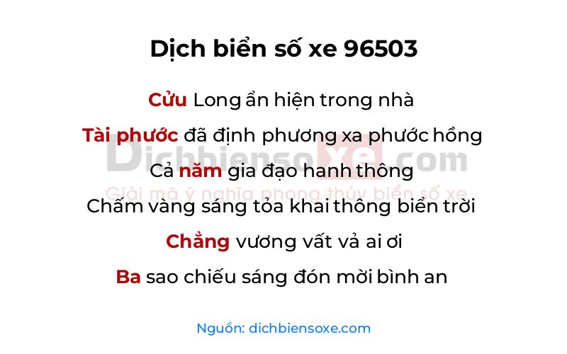 Dịch thơ biển số 96503