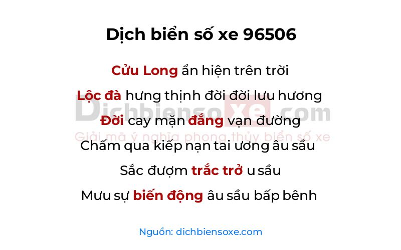 Dịch thơ biển số 96506