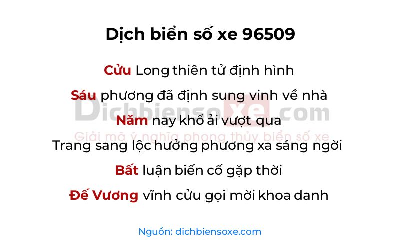 Dịch thơ biển số 96509