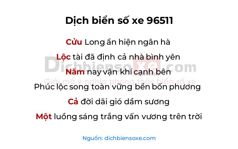 Dịch thơ biển số 96511