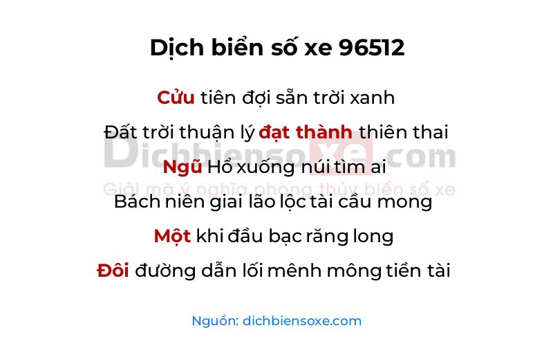 Dịch thơ biển số 96512