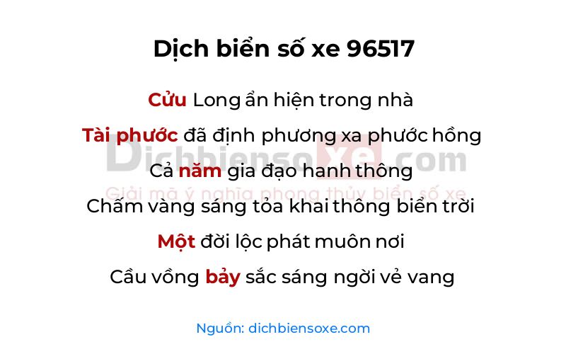 Dịch thơ biển số 96517