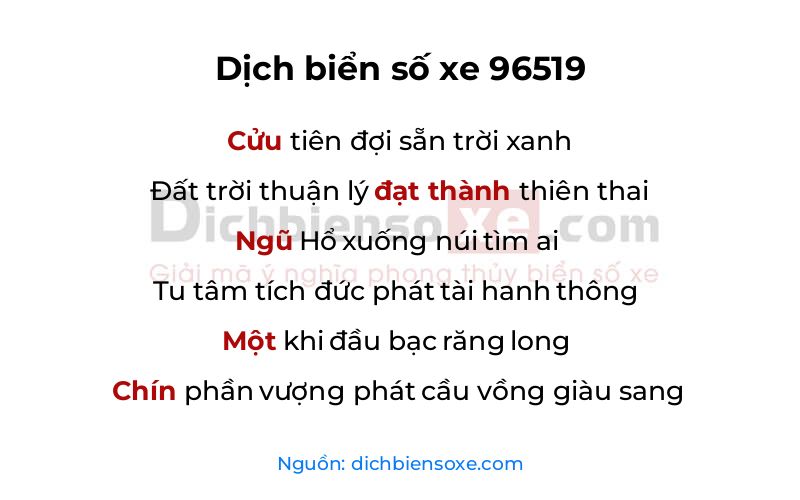 Dịch thơ biển số 96519
