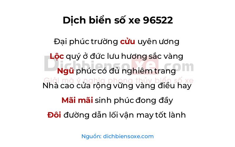 Dịch thơ biển số 96522