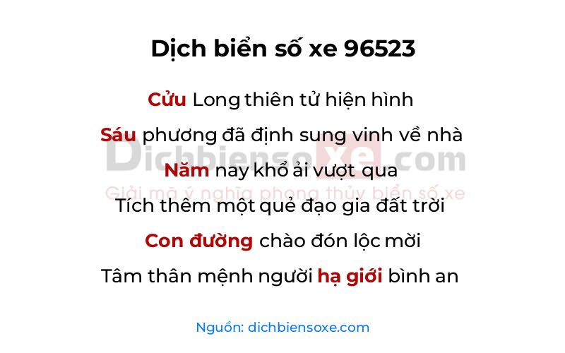 Dịch thơ biển số 96523