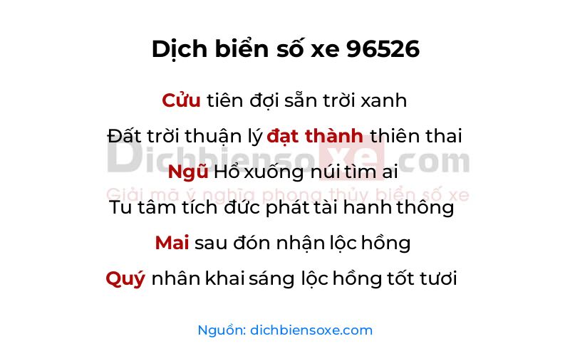 Dịch thơ biển số 96526