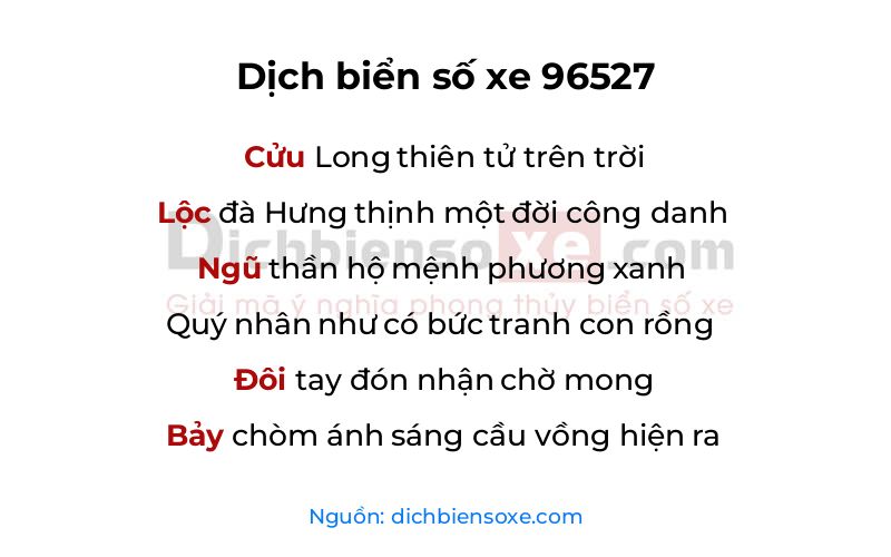 Dịch thơ biển số 96527