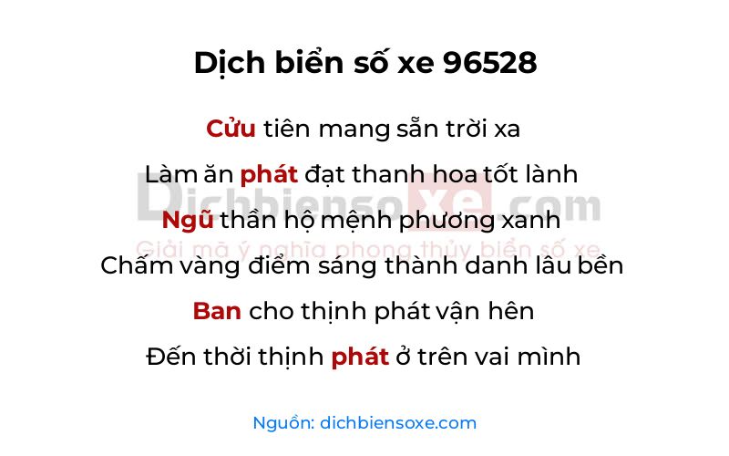Dịch thơ biển số 96528