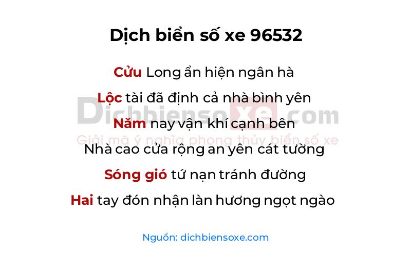 Dịch thơ biển số 96532