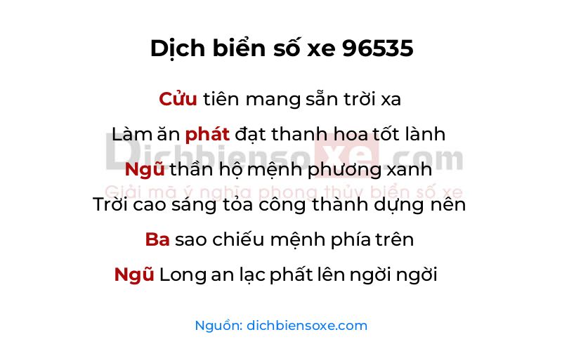 Dịch thơ biển số 96535