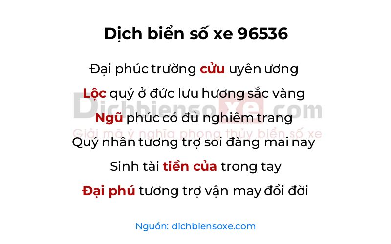 Dịch thơ biển số 96536