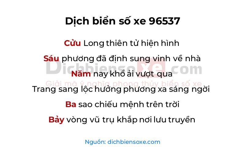Dịch thơ biển số 96537