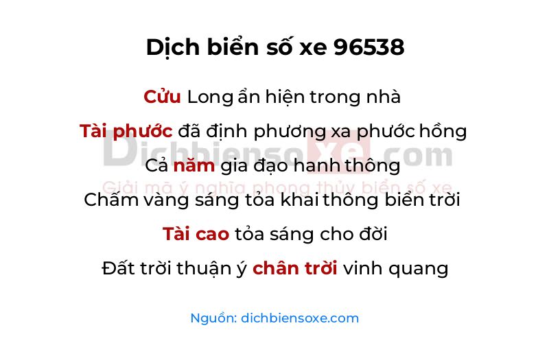 Dịch thơ biển số 96538