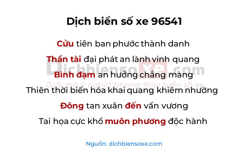 Dịch thơ biển số 96541