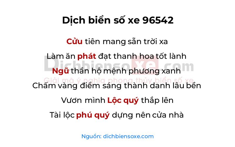 Dịch thơ biển số 96542