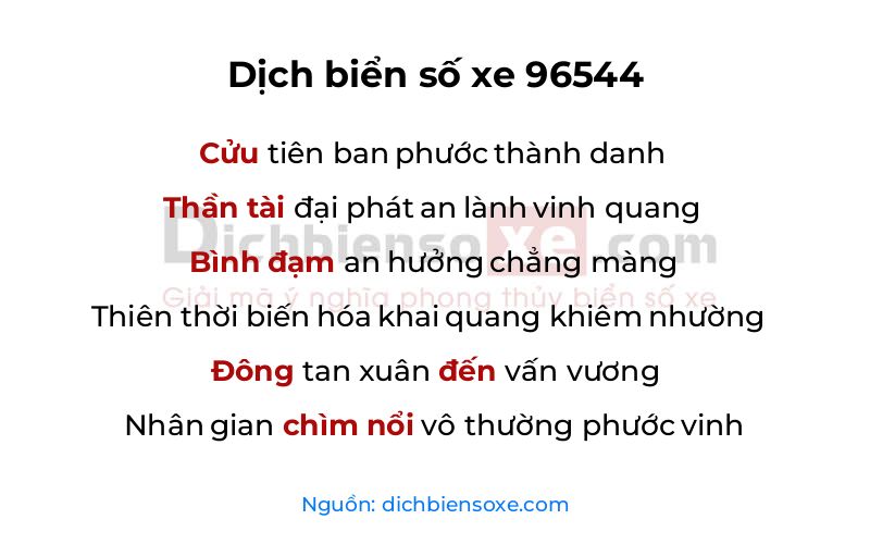 Dịch thơ biển số 96544