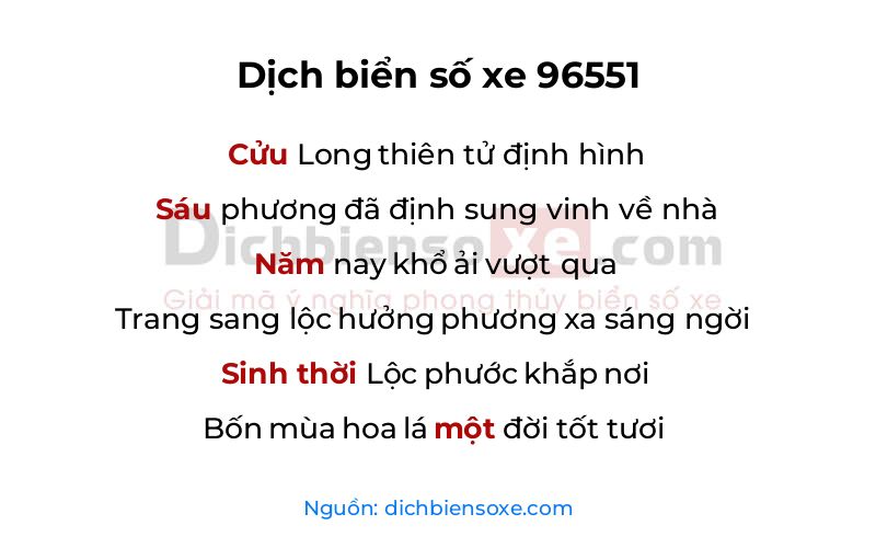 Dịch thơ biển số 96551