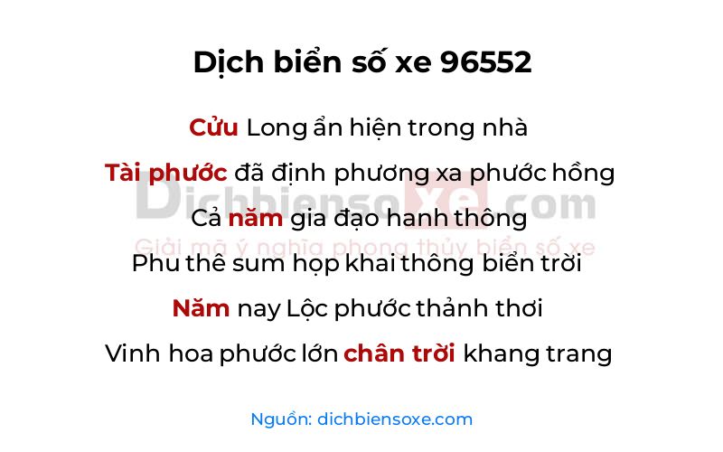 Dịch thơ biển số 96552