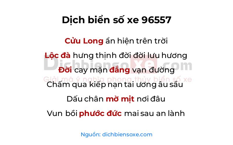 Dịch thơ biển số 96557