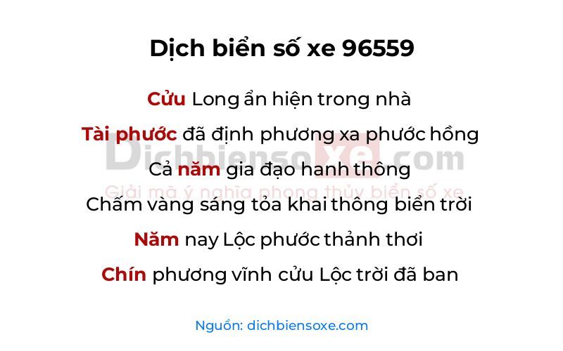 Dịch thơ biển số 96559