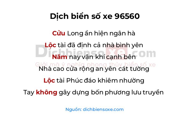 Dịch thơ biển số 96560