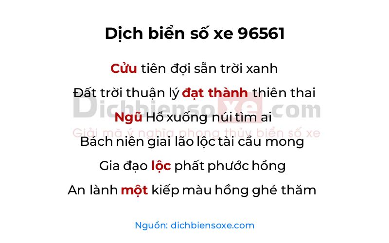 Dịch thơ biển số 96561