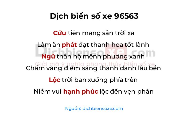 Dịch thơ biển số 96563