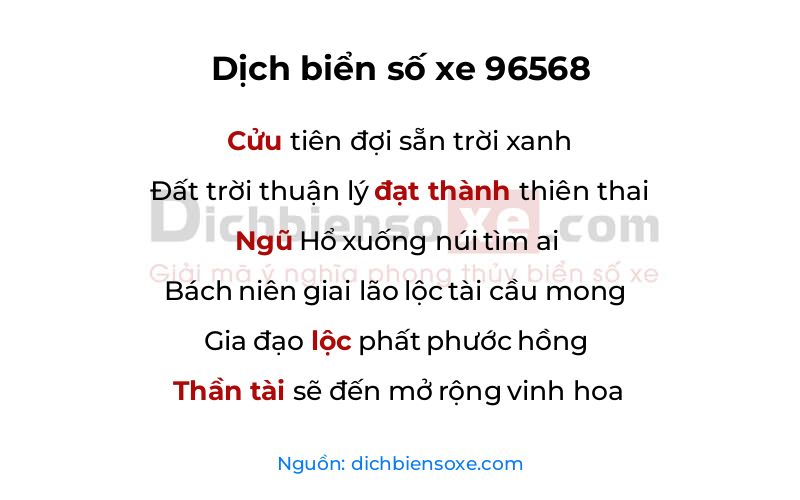 Dịch thơ biển số 96568