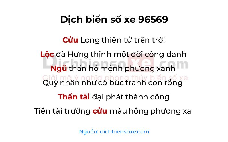Dịch thơ biển số 96569