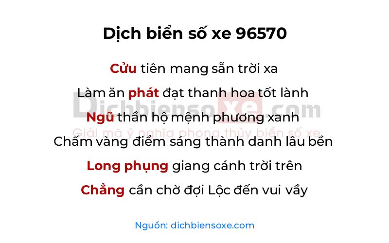 Dịch thơ biển số 96570