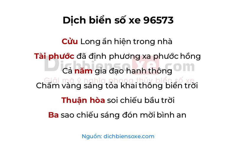 Dịch thơ biển số 96573