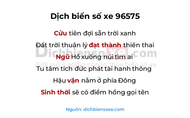 Dịch thơ biển số 96575