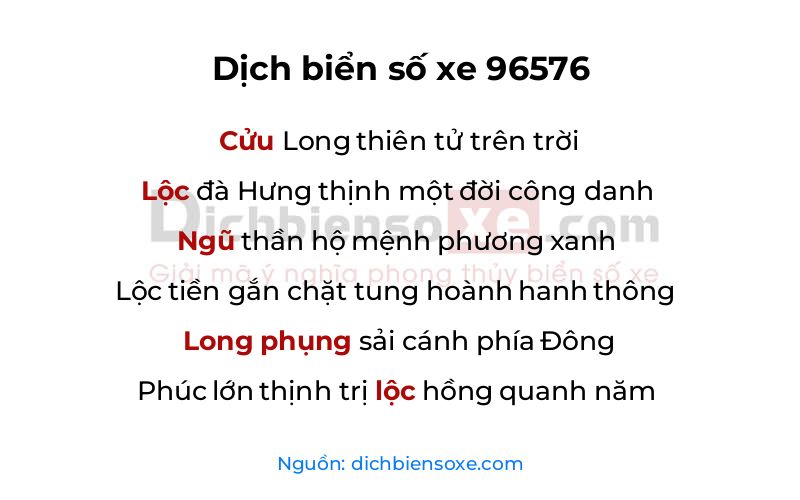 Dịch thơ biển số 96576