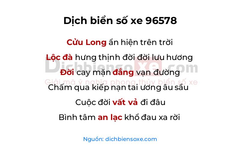 Dịch thơ biển số 96578