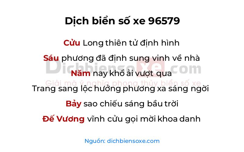 Dịch thơ biển số 96579