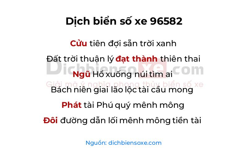Dịch thơ biển số 96582