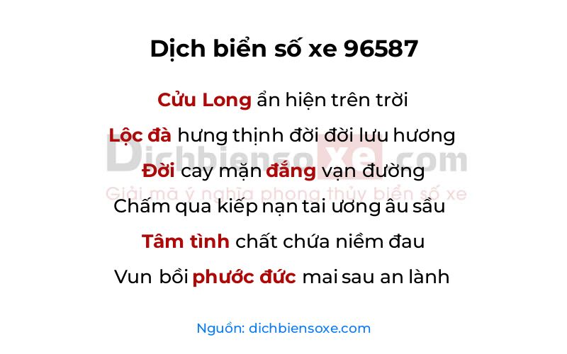 Dịch thơ biển số 96587