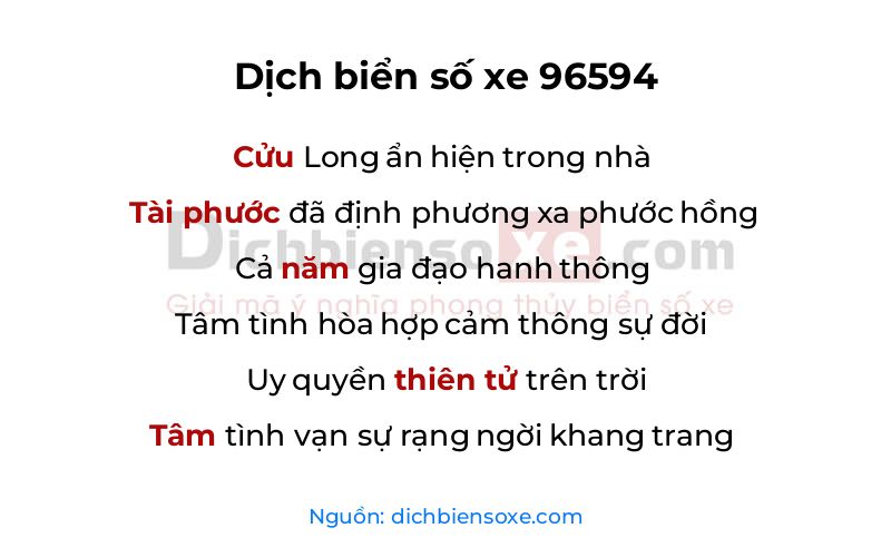 Dịch thơ biển số 96594