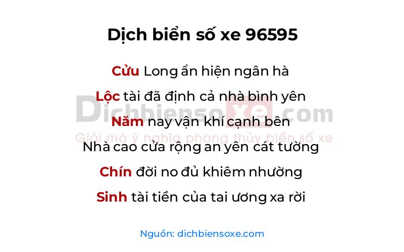 Dịch thơ biển số 96595
