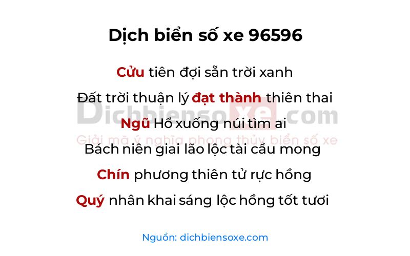 Dịch thơ biển số 96596