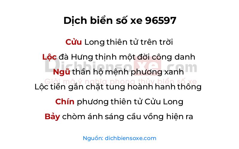 Dịch thơ biển số 96597