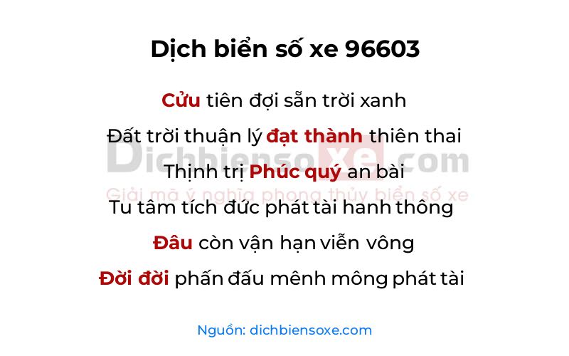 Dịch thơ biển số 96603