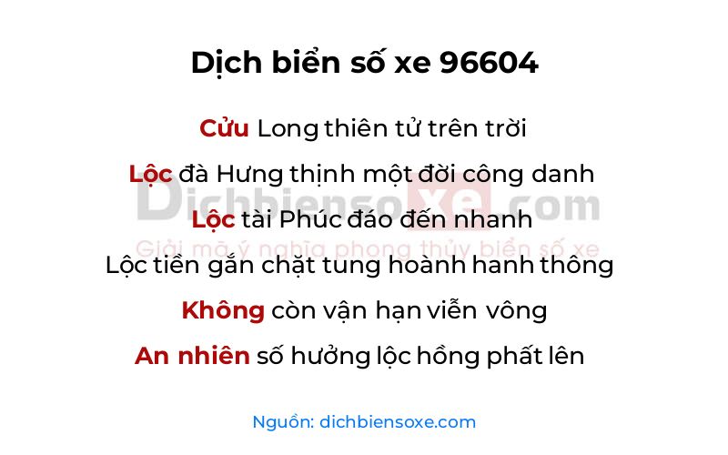 Dịch thơ biển số 96604