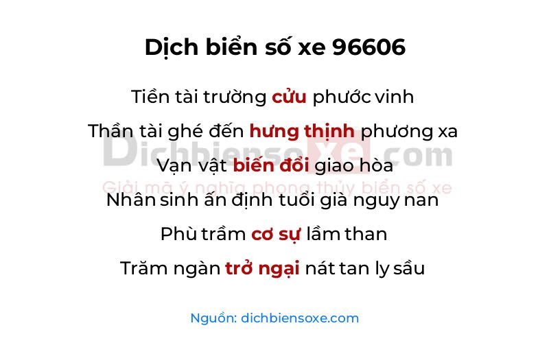 Dịch thơ biển số 96606