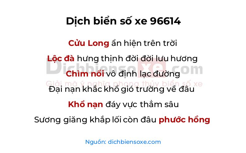 Dịch thơ biển số 96614