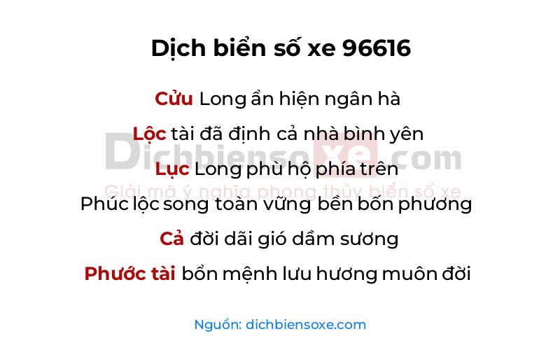 Dịch thơ biển số 96616
