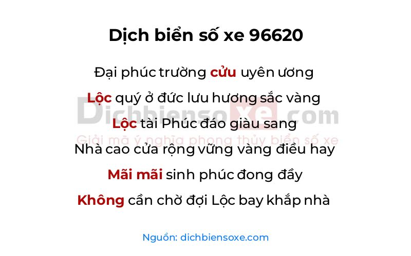 Dịch thơ biển số 96620