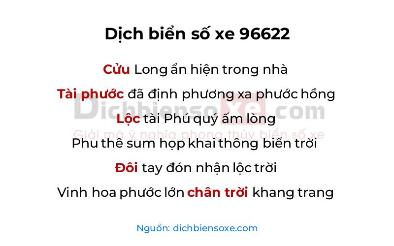 Dịch thơ biển số 96622