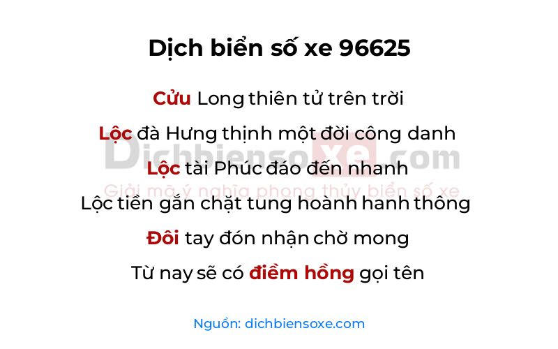 Dịch thơ biển số 96625