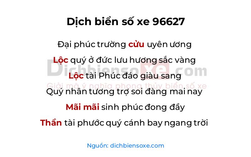 Dịch thơ biển số 96627
